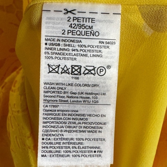 Banana Republic Leaf Lace Yellow Mini Sheath Dress, Size 2P - Picture 9 of 9